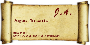Jeges Antónia névjegykártya